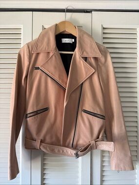 A.L.C. Pink Leather Moto Jacket